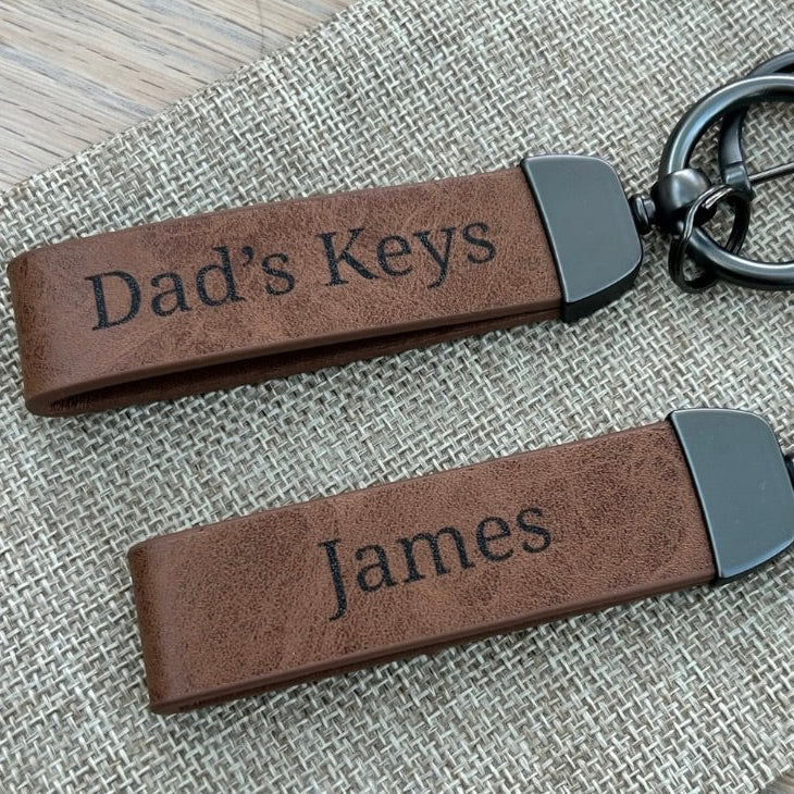 Branded Leather-Look Keyrings – Custom Logo Engraving