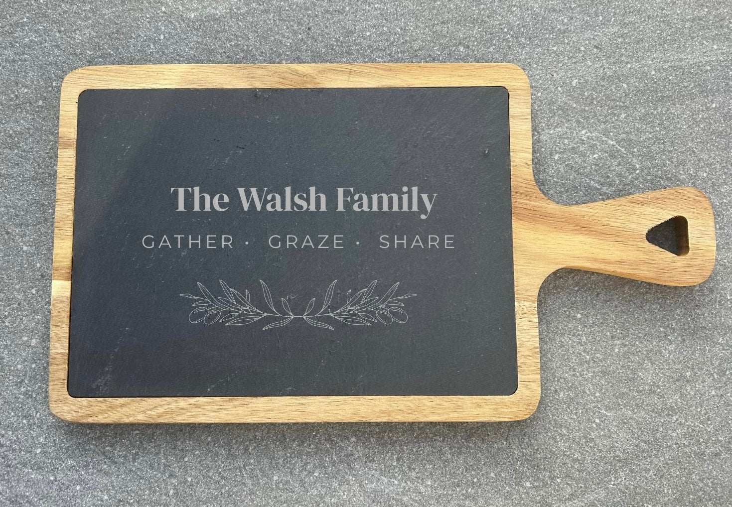 Engraved Slate & Wood Serving Board