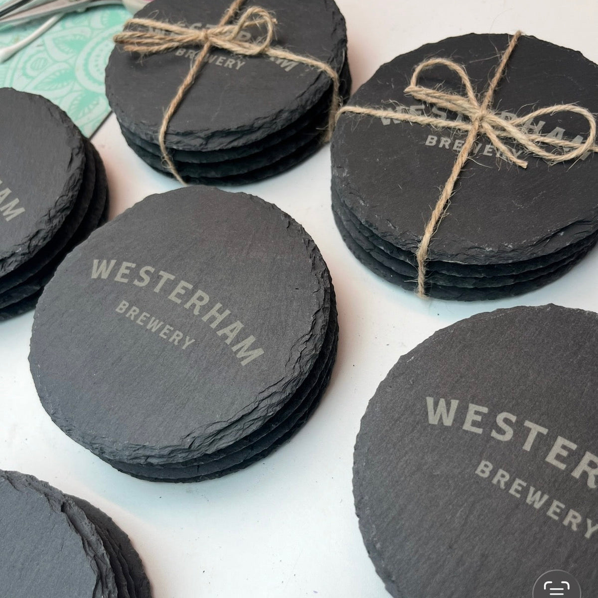 Branded Slate Coasters - Business Logo