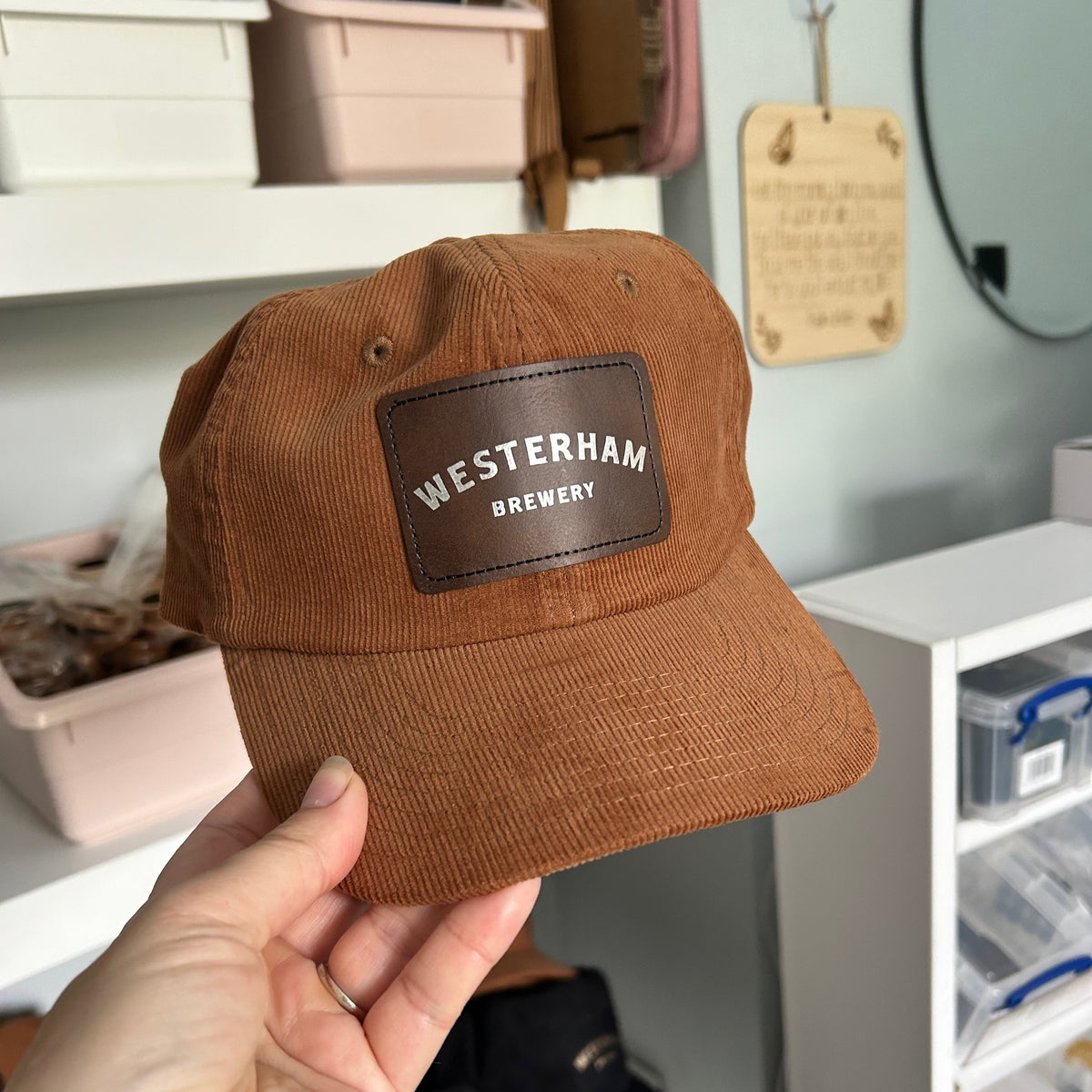 Branded Corduroy Caps – Custom Engraved Patch