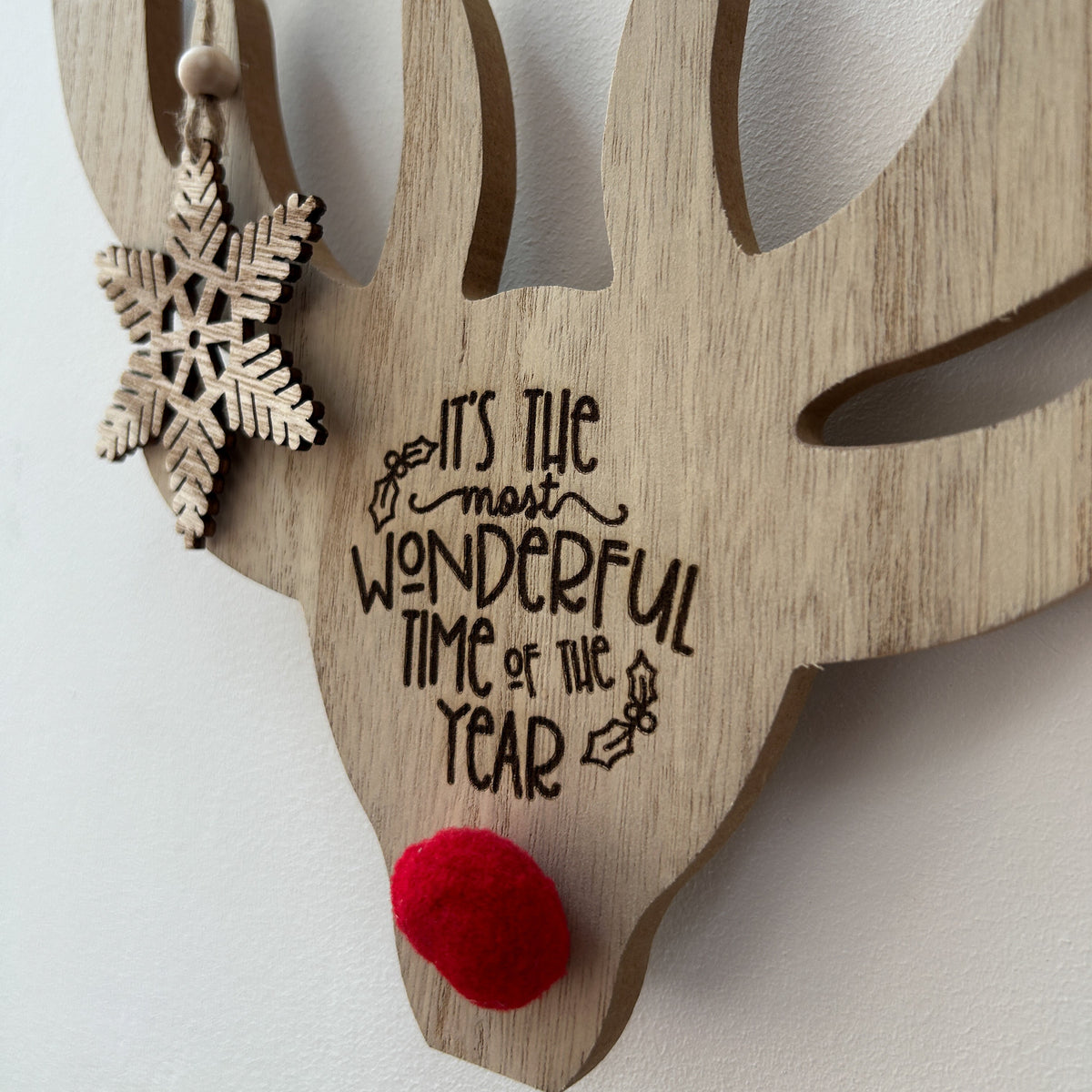 Engraved Wooden Reindeer Christmas Sign
