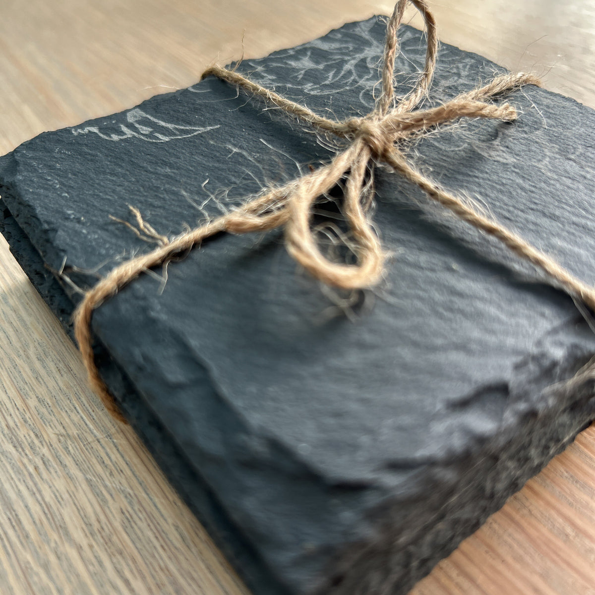 Engraved Vine Slate Coasters - Set of 4