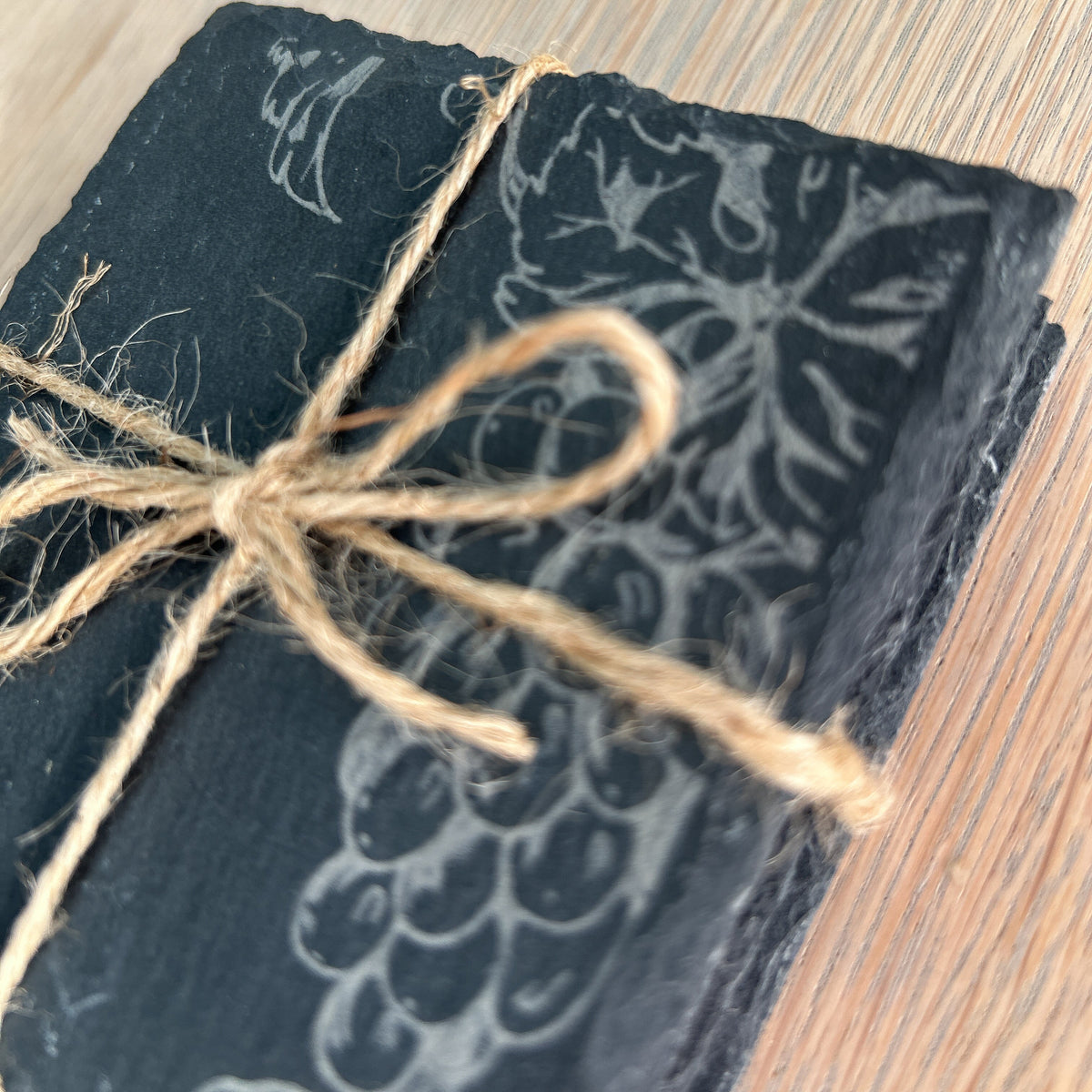 Engraved Vine Slate Coasters - Set of 4