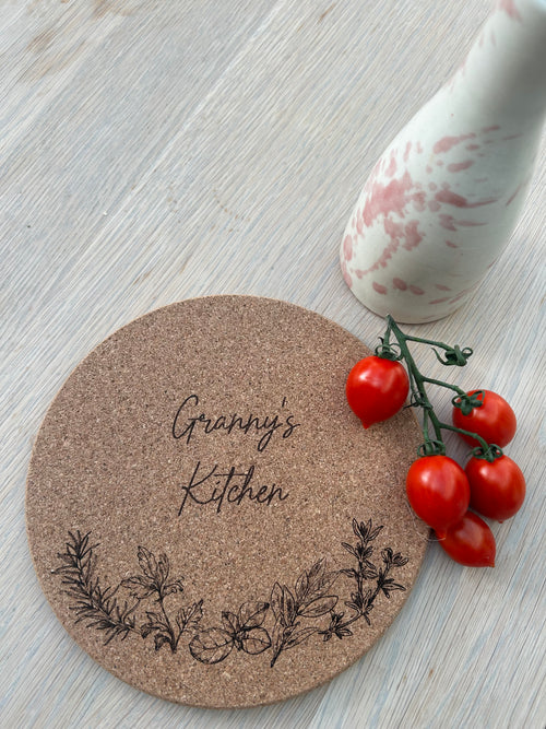 Engraved Cork Pot Stand