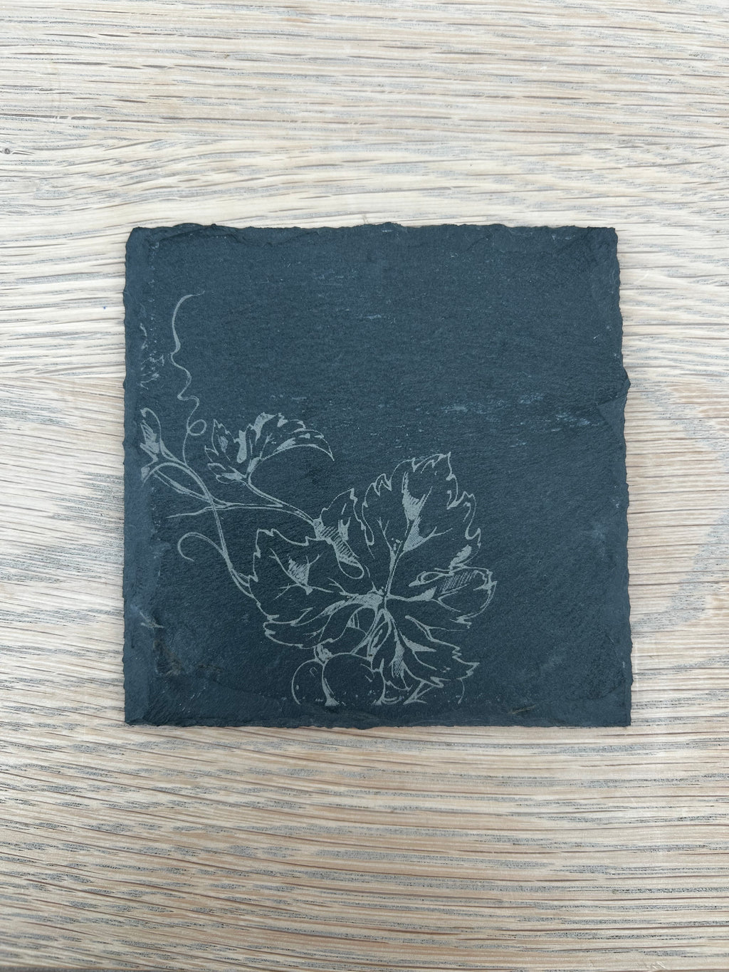 Engraved Vine Slate Coasters - Set of 4