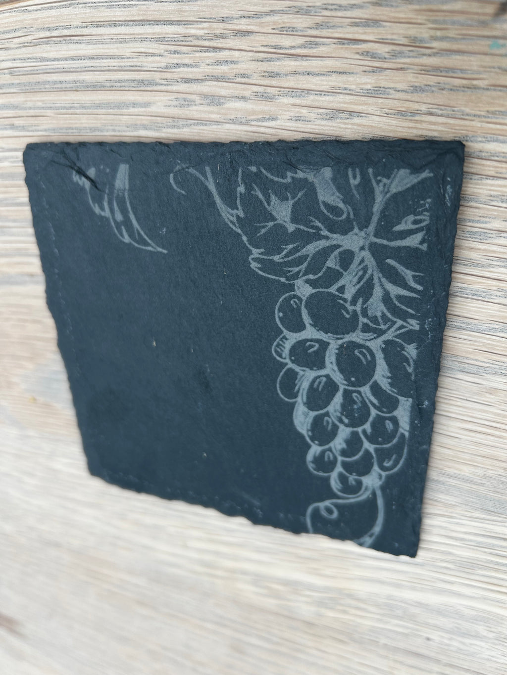 Engraved Vine Slate Coasters - Set of 4