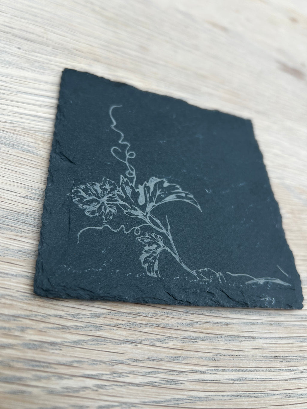 Engraved Vine Slate Coasters - Set of 4