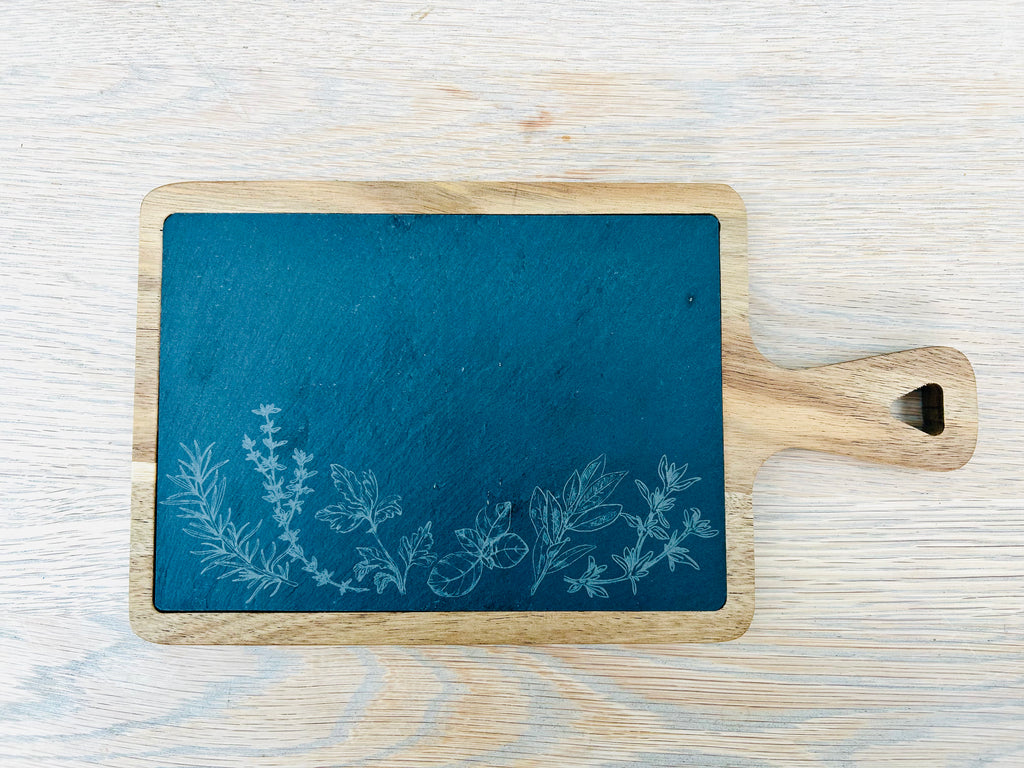 Engraved Slate & Wood Serving Board
