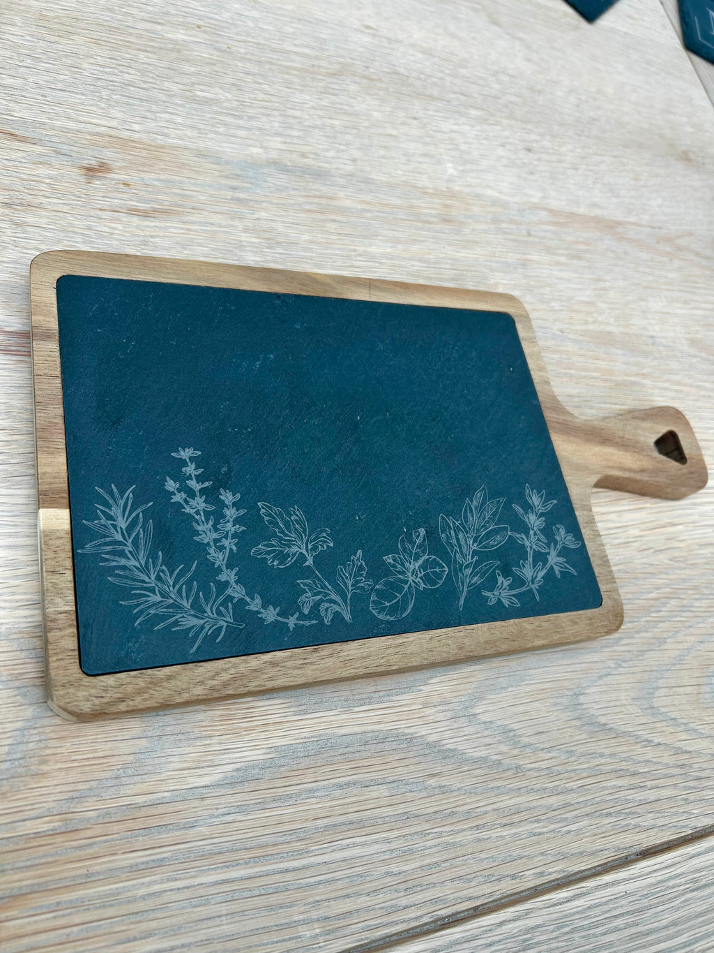 Engraved Slate & Wood Serving Board