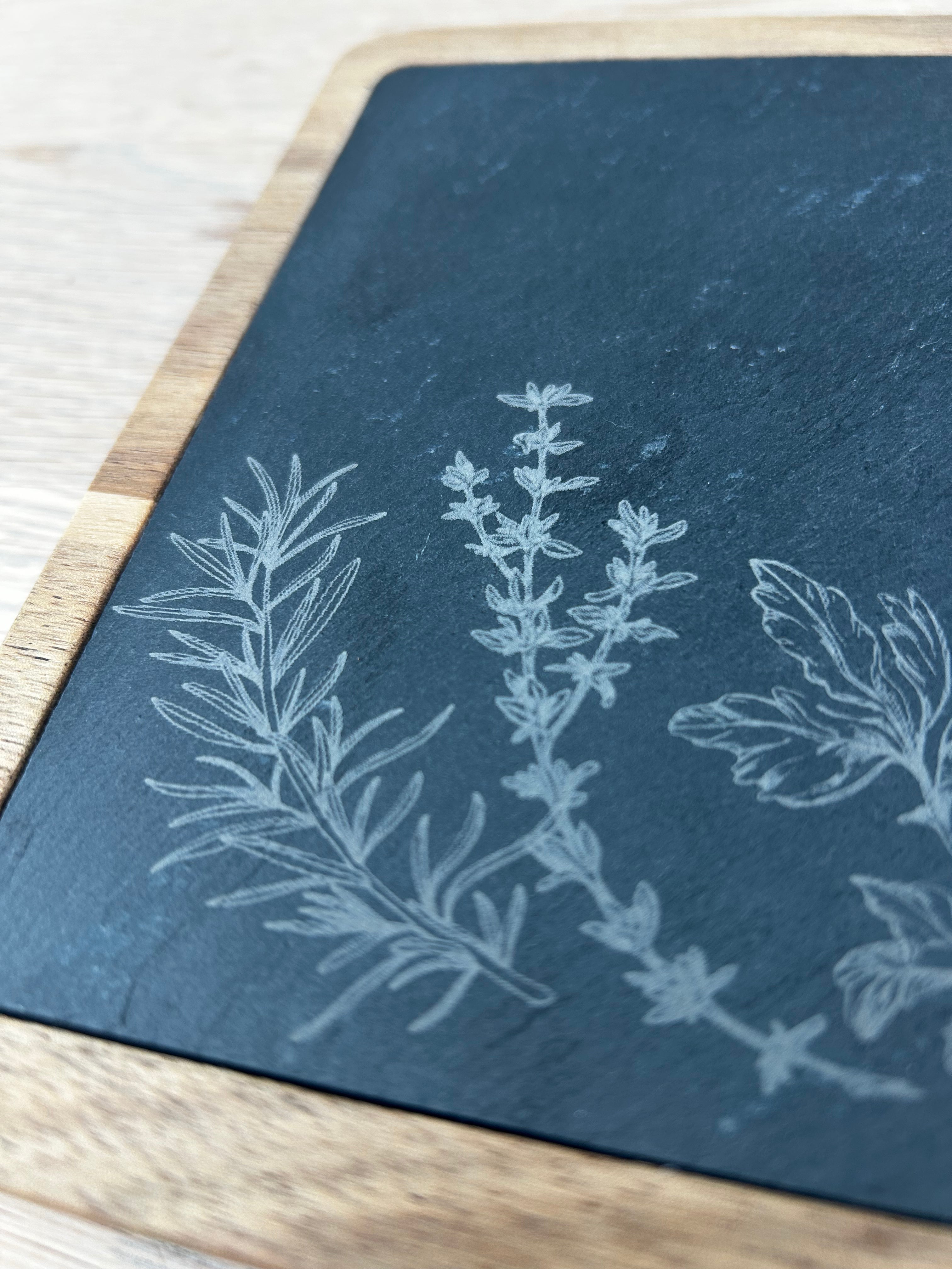 Engraved Slate & Wood Serving Board
