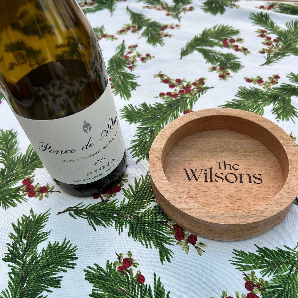 Personalised Wooden Wine Bottle Coaster