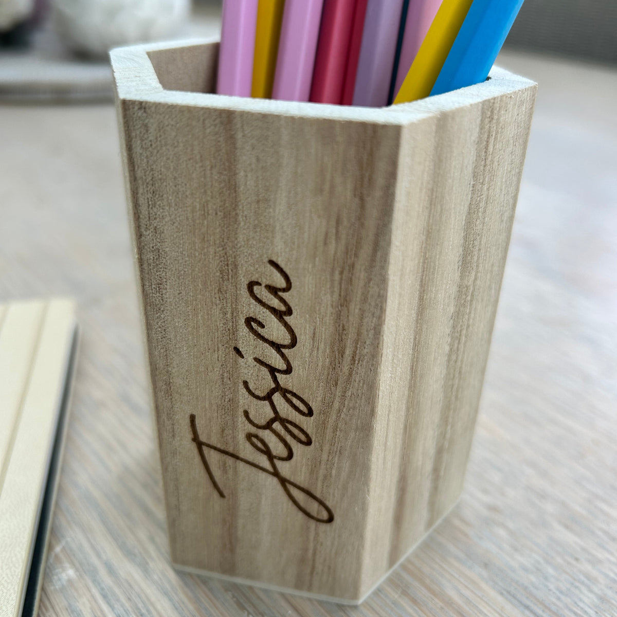 Personalised Wooden Pen Pot