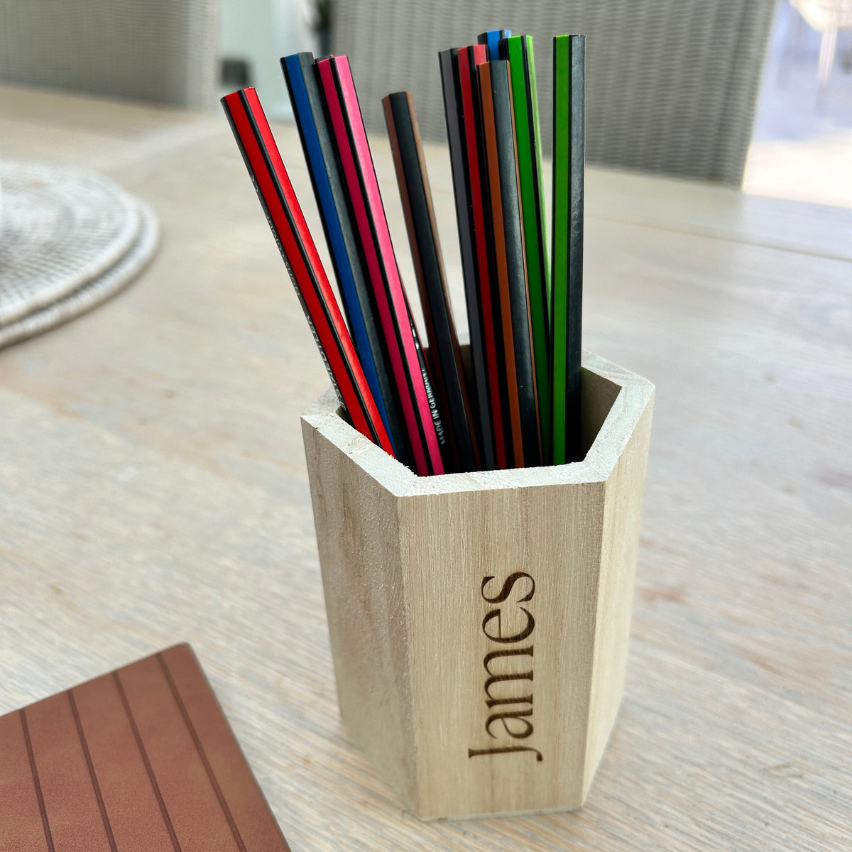 Personalised Wooden Pen Pot