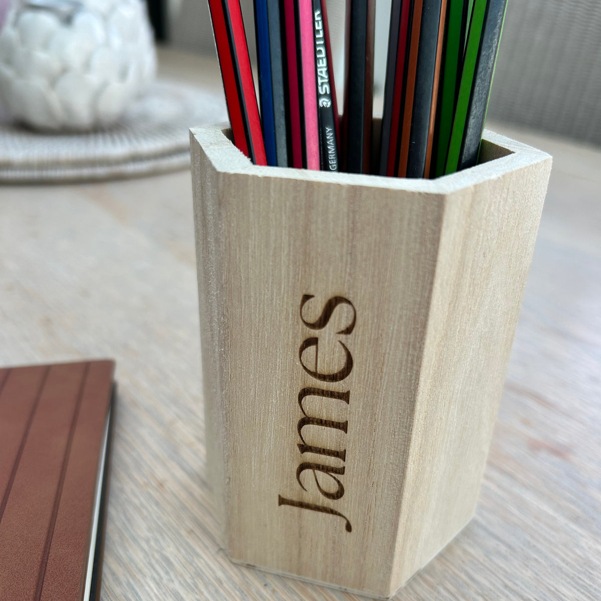 Personalised Wooden Pen Pot