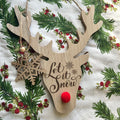 Engraved Wooden Reindeer Christmas Sign