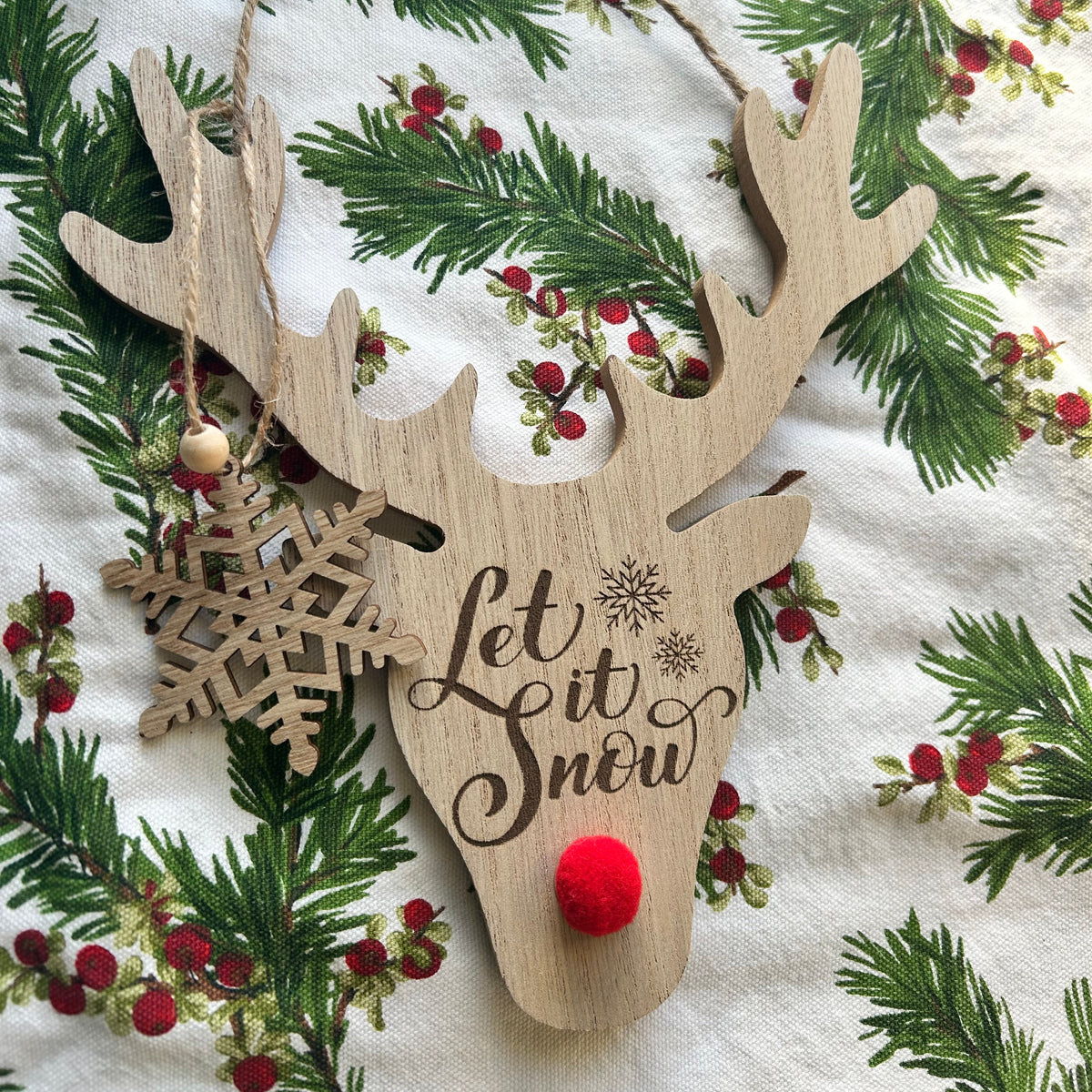 Engraved Wooden Reindeer Christmas Sign