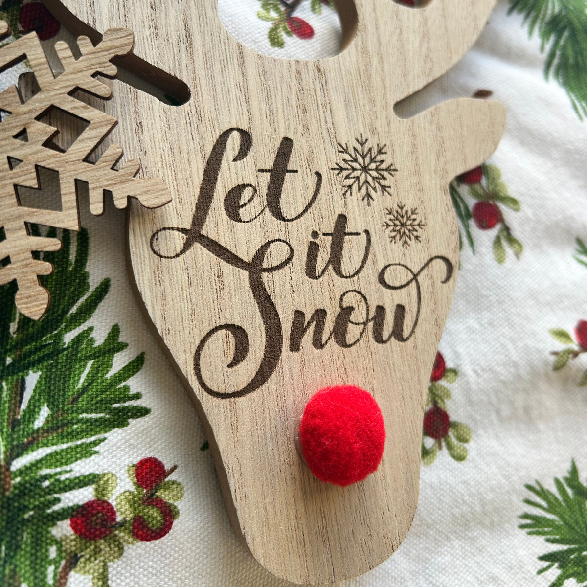 Engraved Wooden Reindeer Christmas Sign