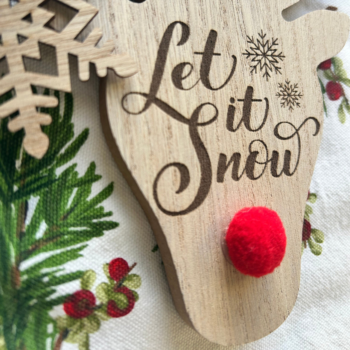 Engraved Wooden Reindeer Christmas Sign