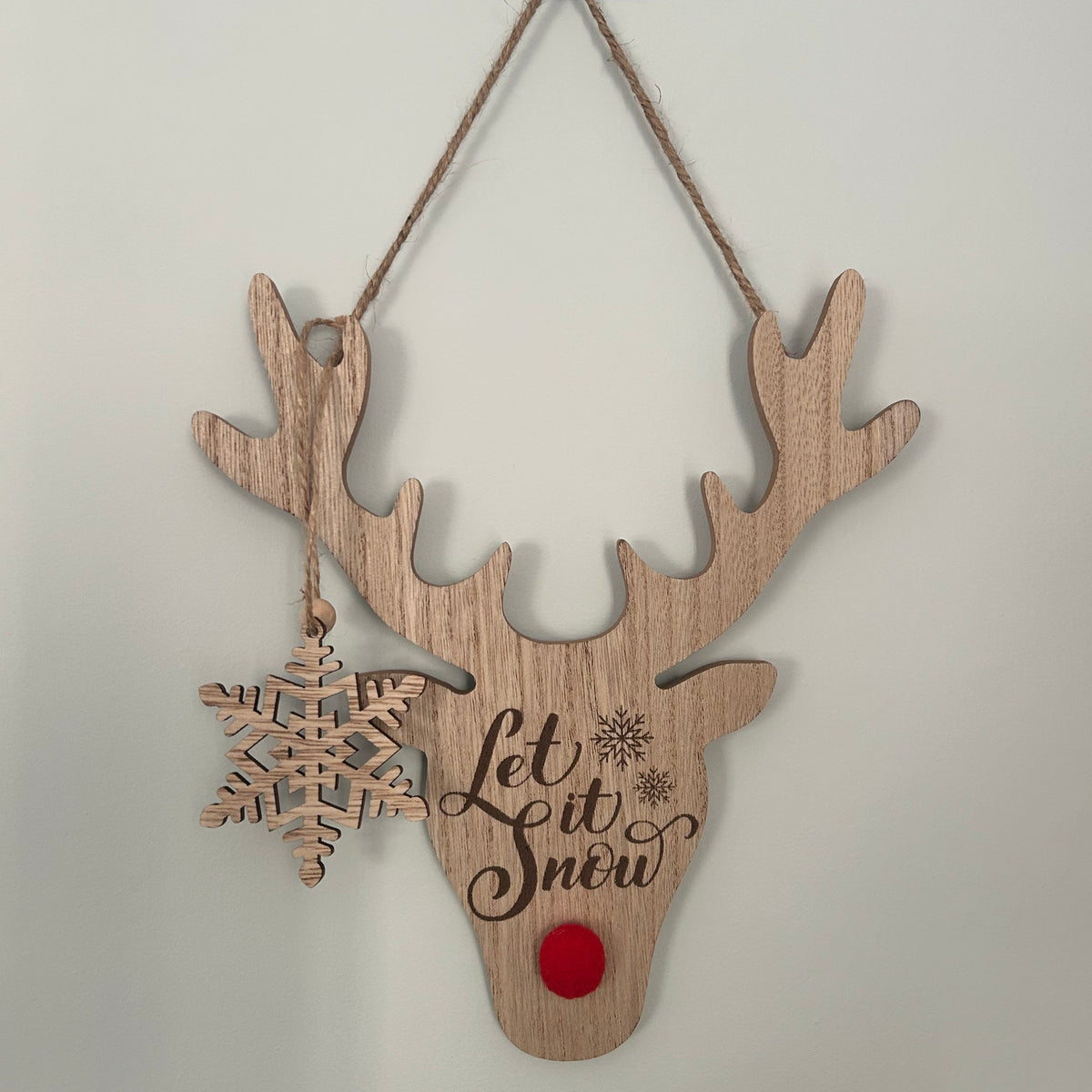 Engraved Wooden Reindeer Christmas Sign