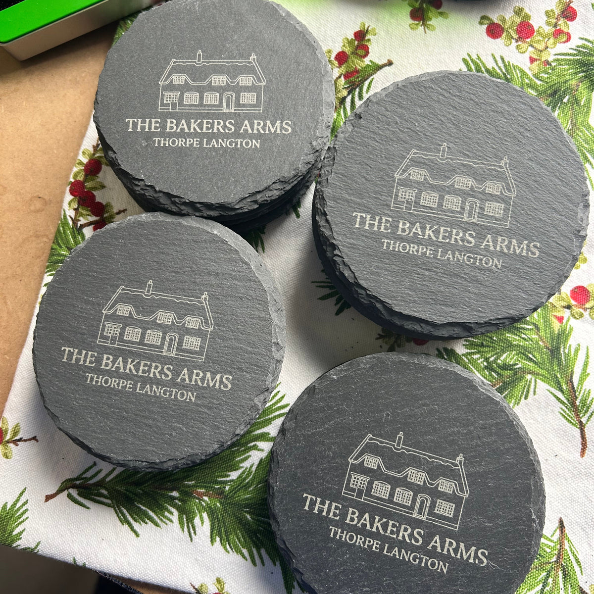 Branded Slate Coasters - Business Logo