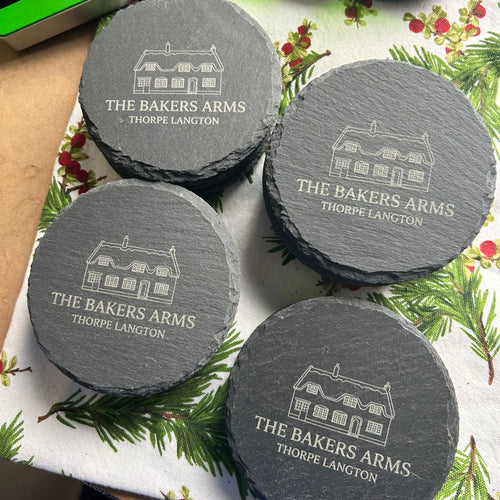 Branded Slate Coasters - Business Logo