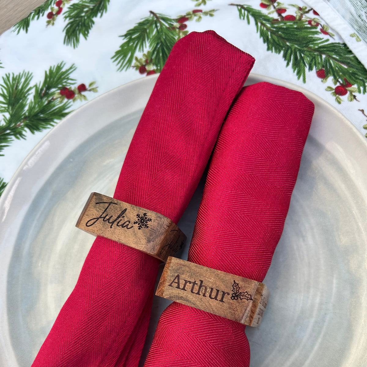 Personalised Acacia Wood Napkin Rings