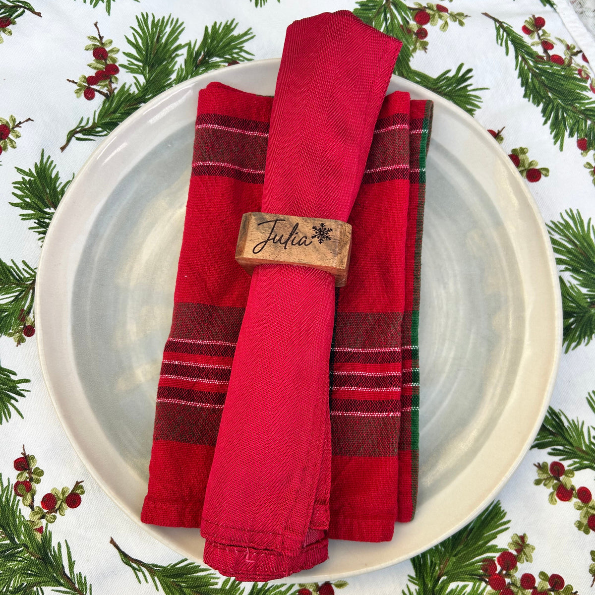 Personalised Acacia Wood Napkin Rings
