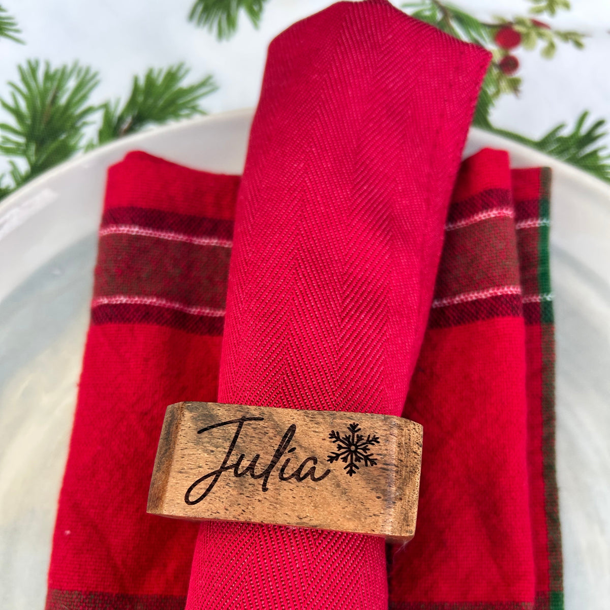 Personalised Acacia Wood Napkin Rings