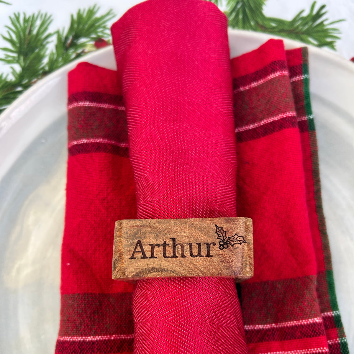 Personalised Acacia Wood Napkin Rings
