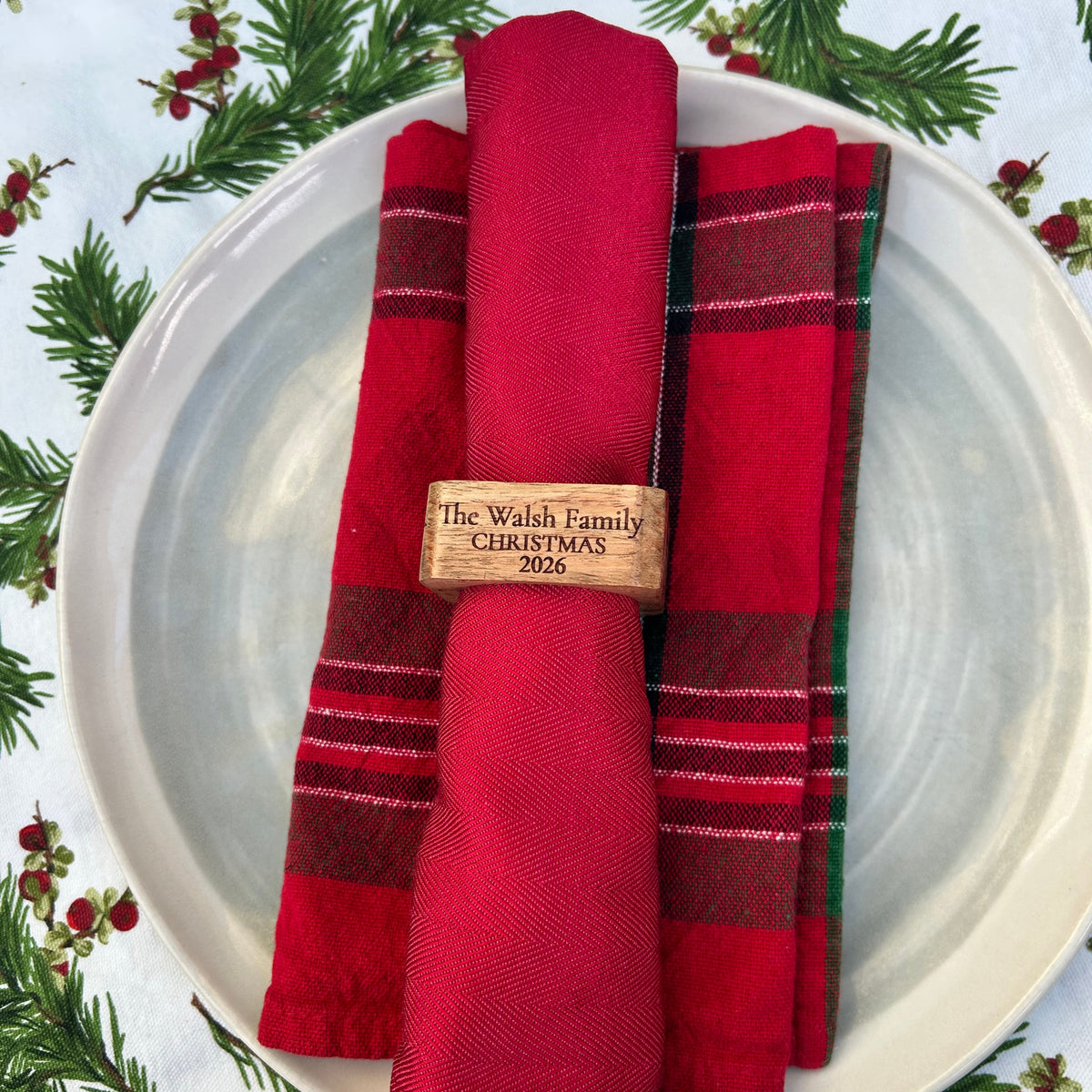 Personalised Acacia Wood Napkin Rings