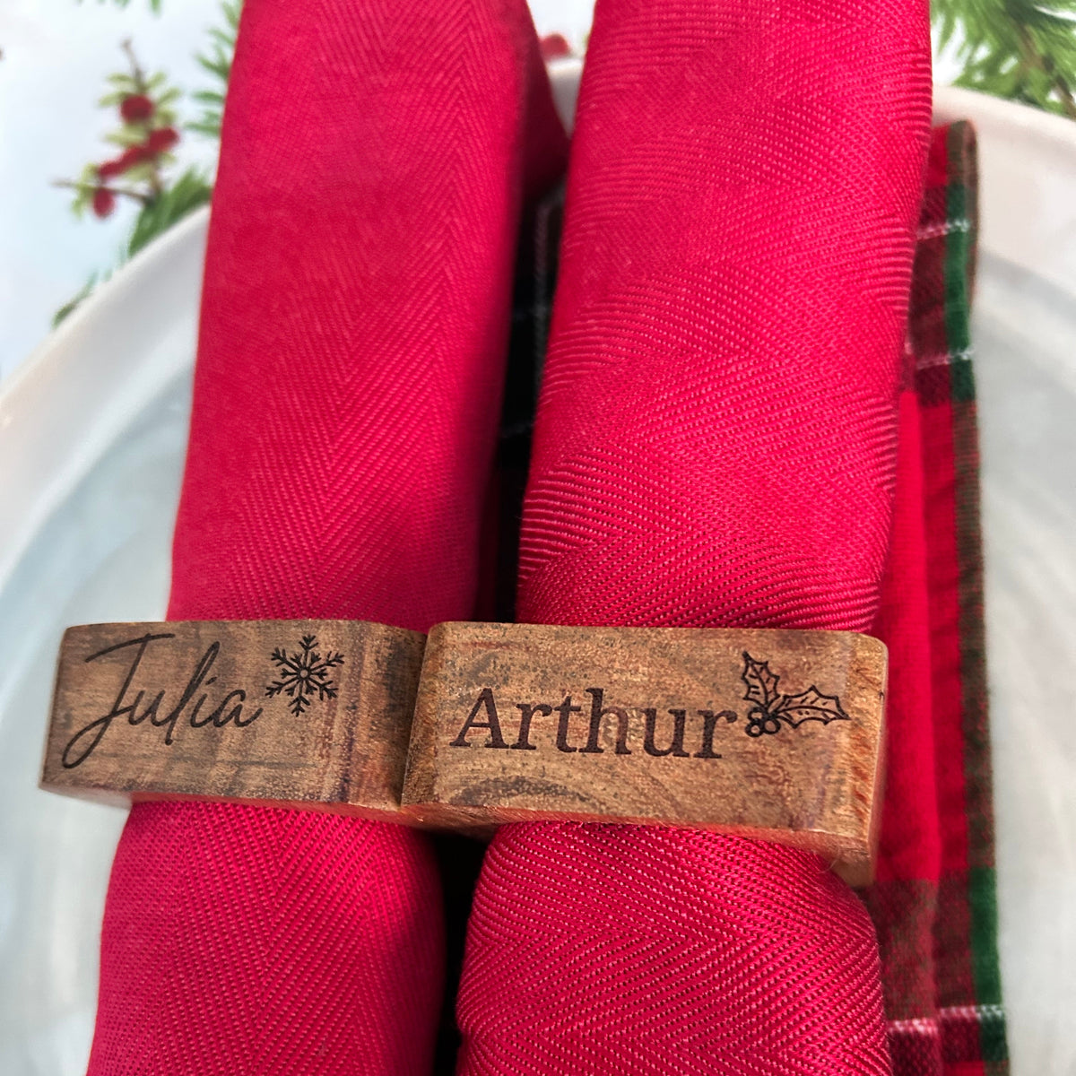 Personalised Acacia Wood Napkin Rings