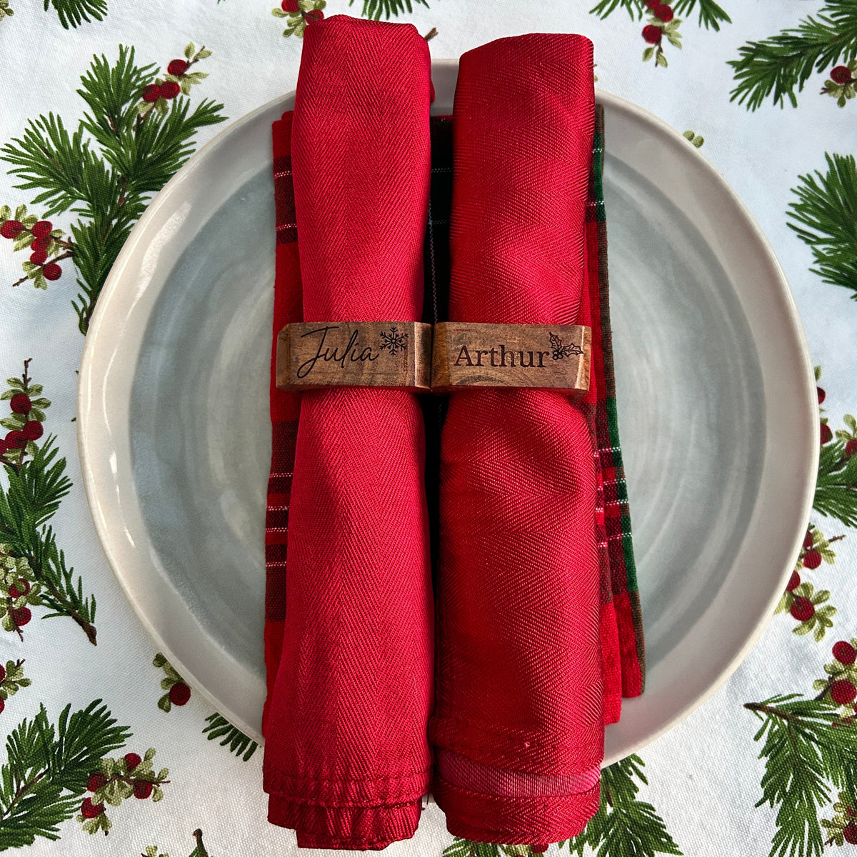Personalised Acacia Wood Napkin Rings