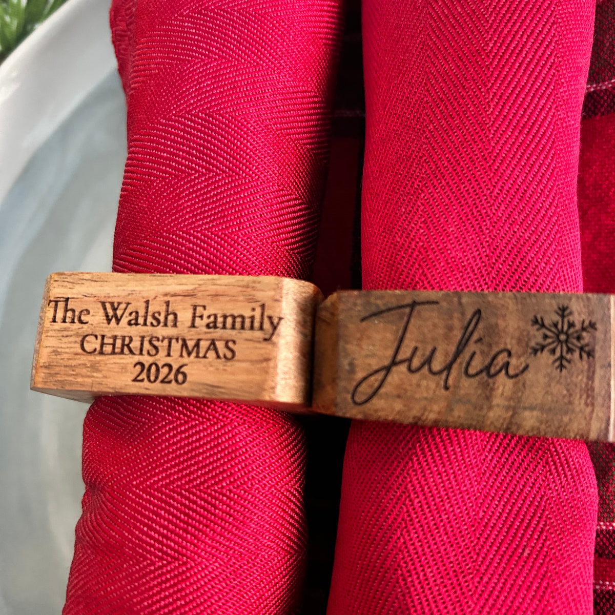 Personalised Acacia Wood Napkin Rings