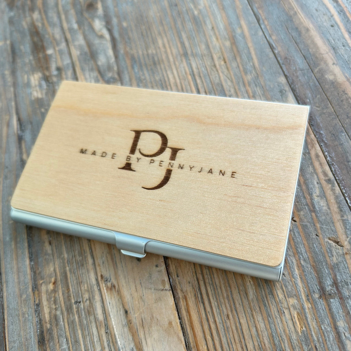 Branded Wooden Business Card Holder – Custom Logo Engraving