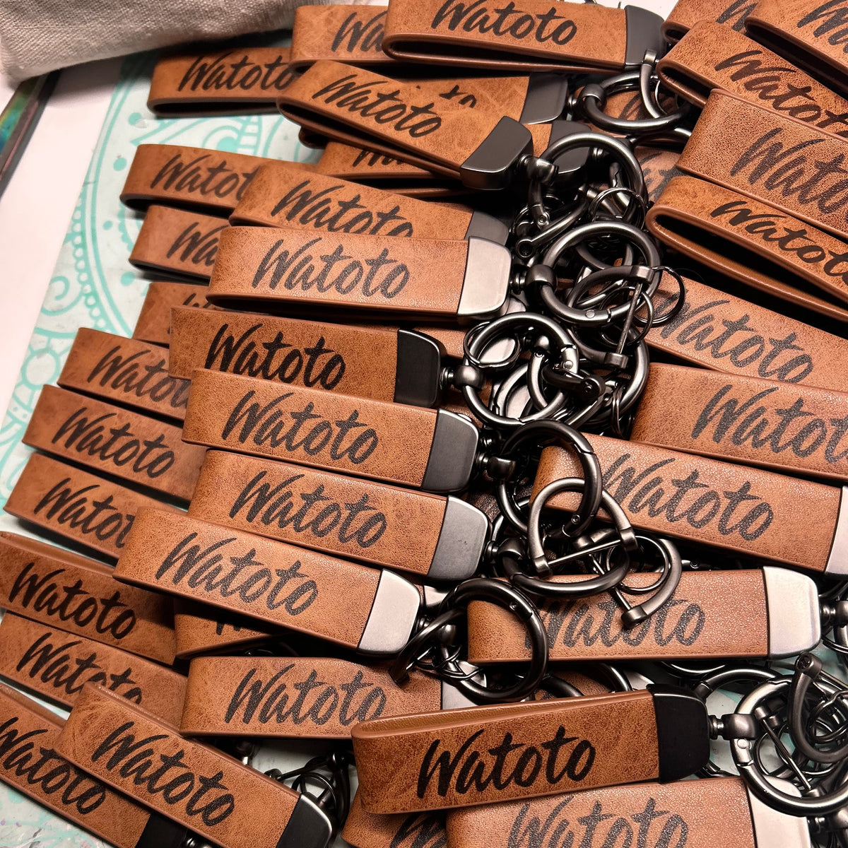 Branded Leather-Look Keyrings – Custom Logo Engraving