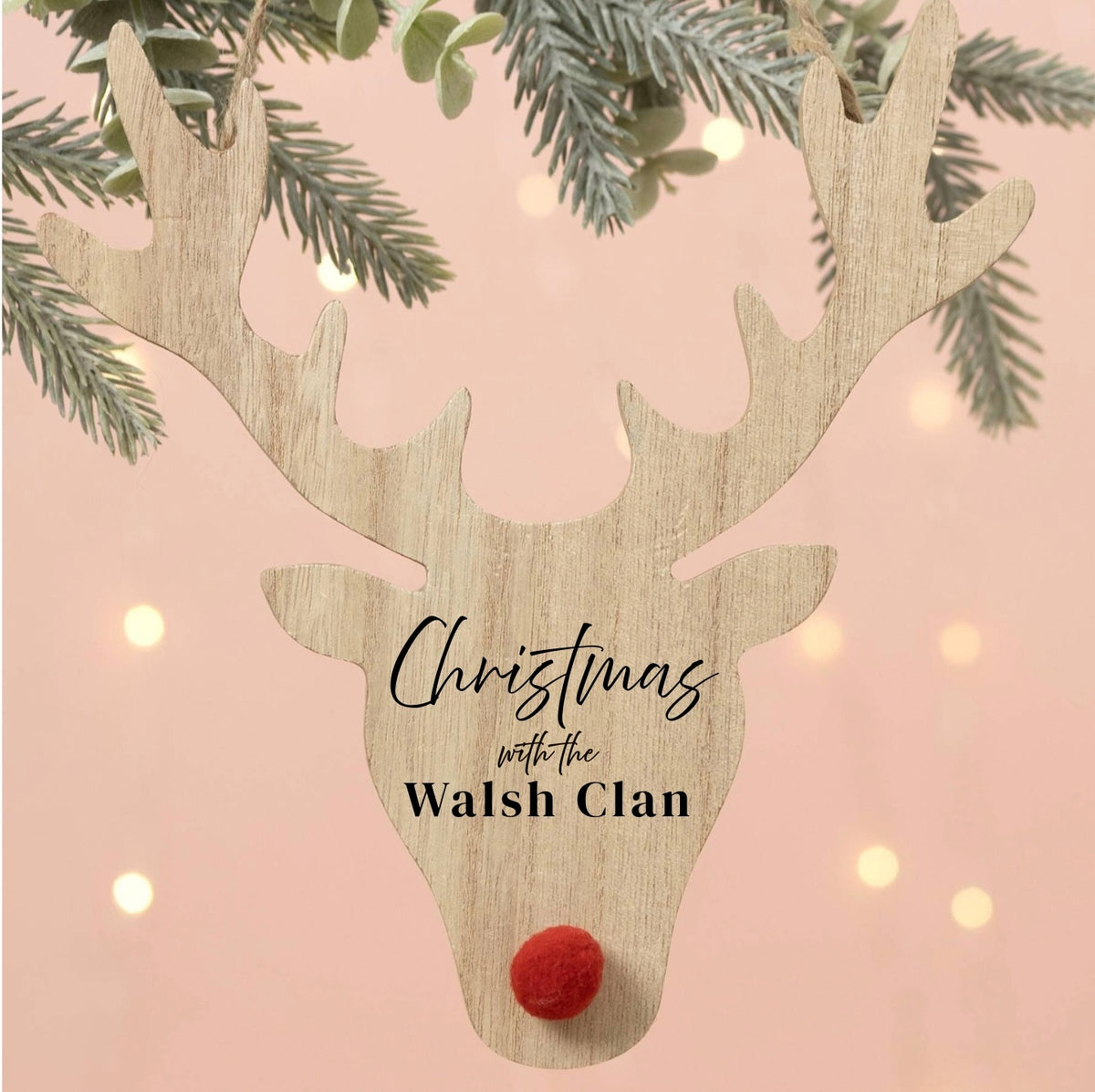 Engraved Wooden Reindeer Christmas Sign