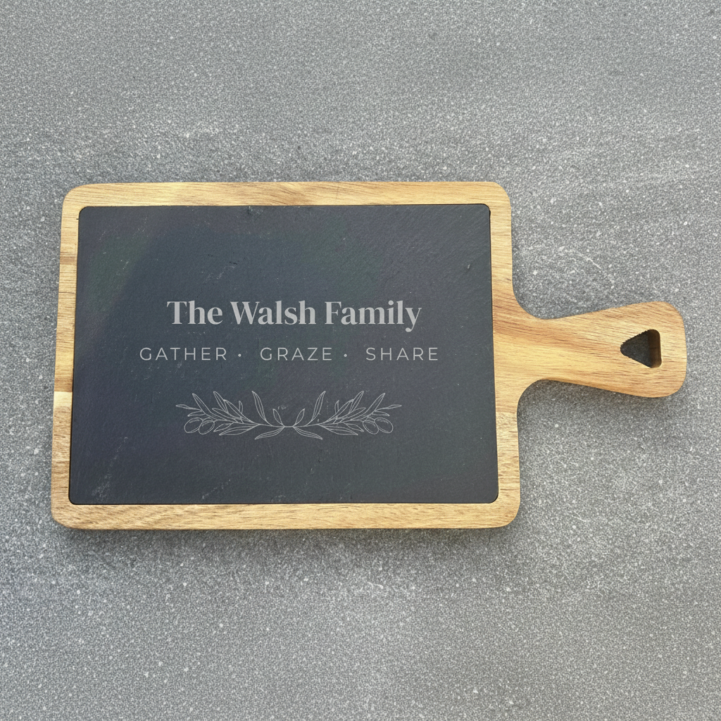 Engraved Slate & Wood Serving Board - Square