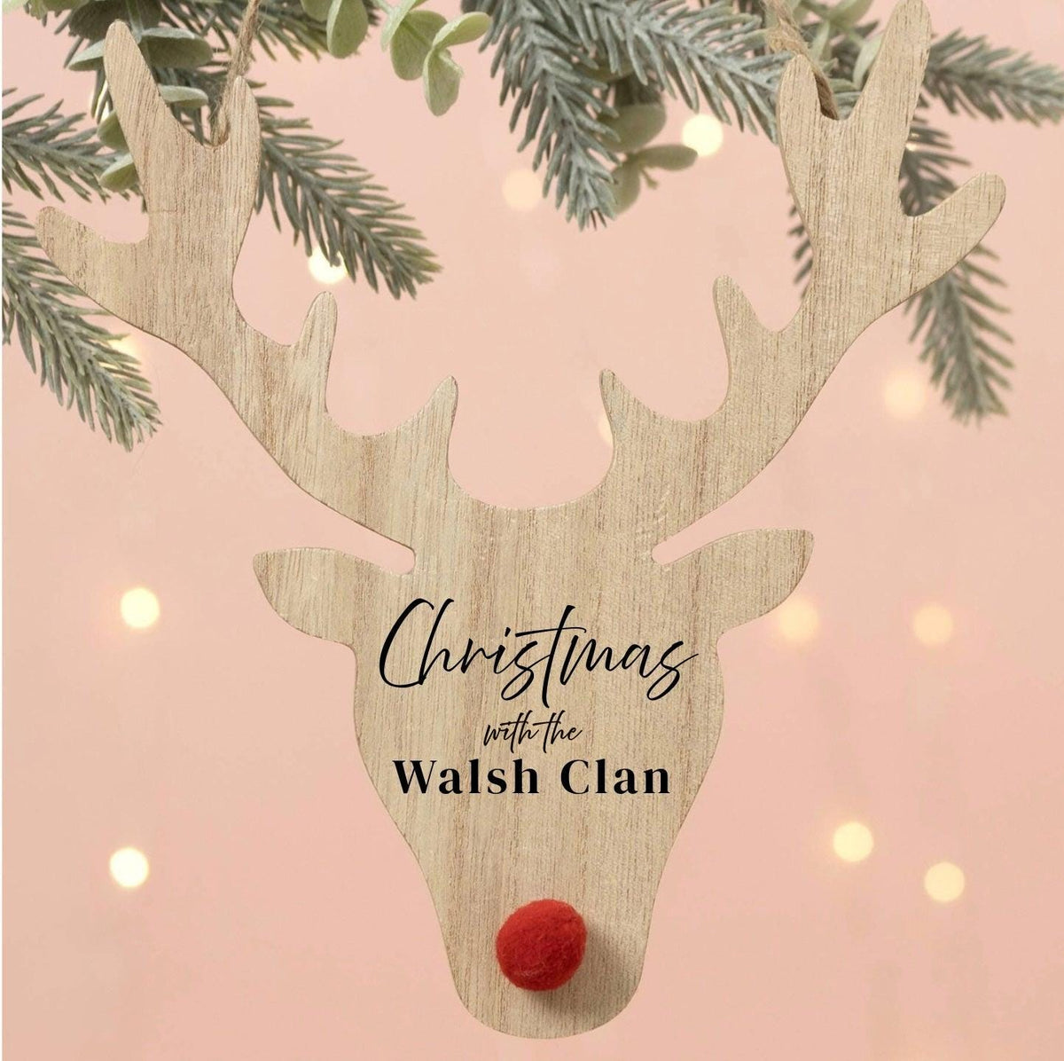 Engraved Wooden Reindeer Christmas Sign