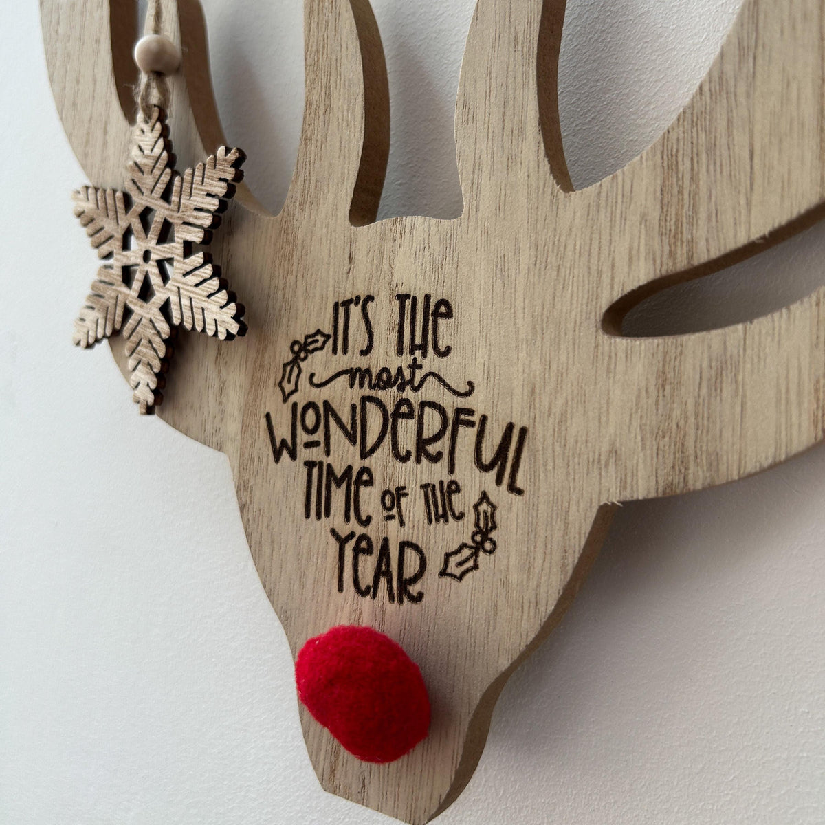 Engraved Wooden Reindeer Christmas Sign